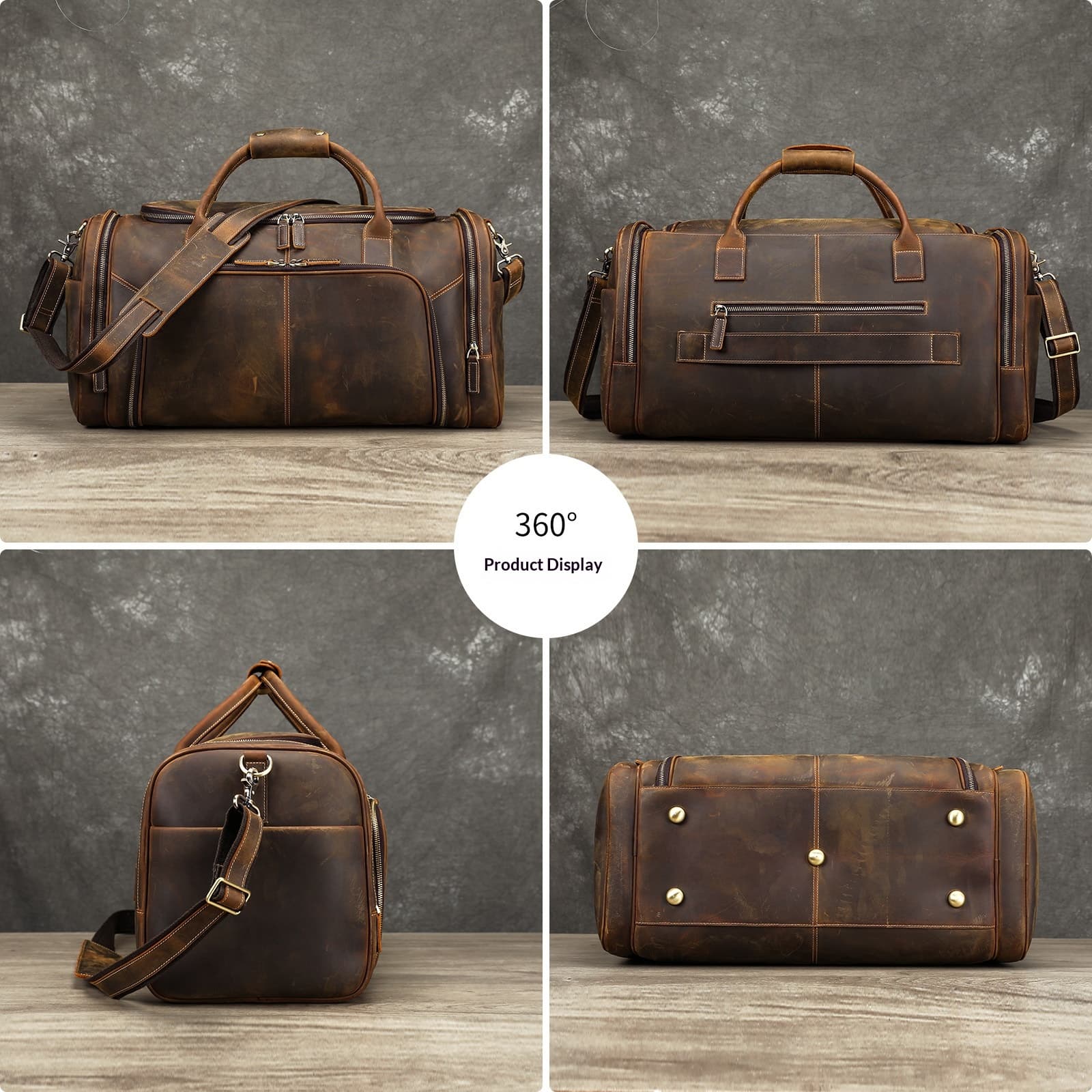 Mens Large-Capacity Casual Business Travel Bag — Coffee