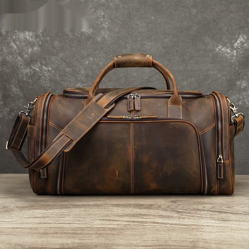Mens Large-Capacity Casual Business Travel Bag — Coffee