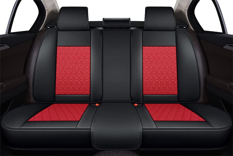 Car Full-wrap Seat Covers With Winged Cotton Padding — Black and Red-Back row-Standard Fit with Fixed Waist