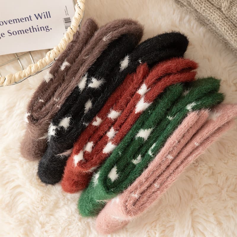 Thickened, Warm Mid-calf Socks Made With Mink Fur For Women
