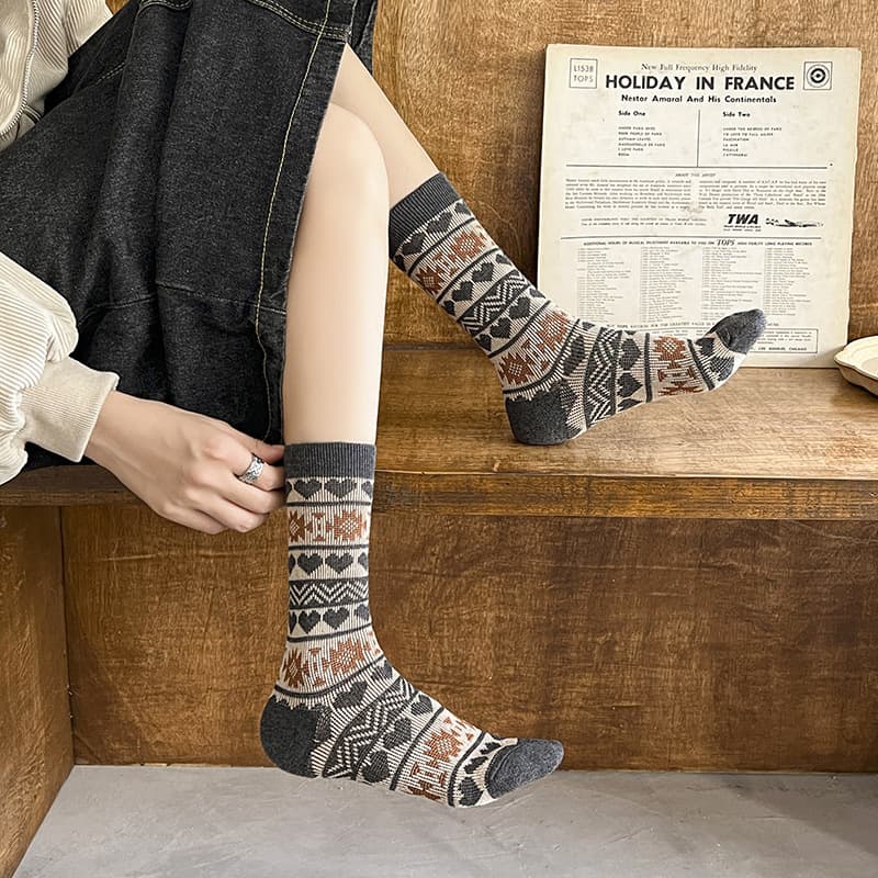 Women's Autumnwinter Long Socks Vintage Ethnic Style
