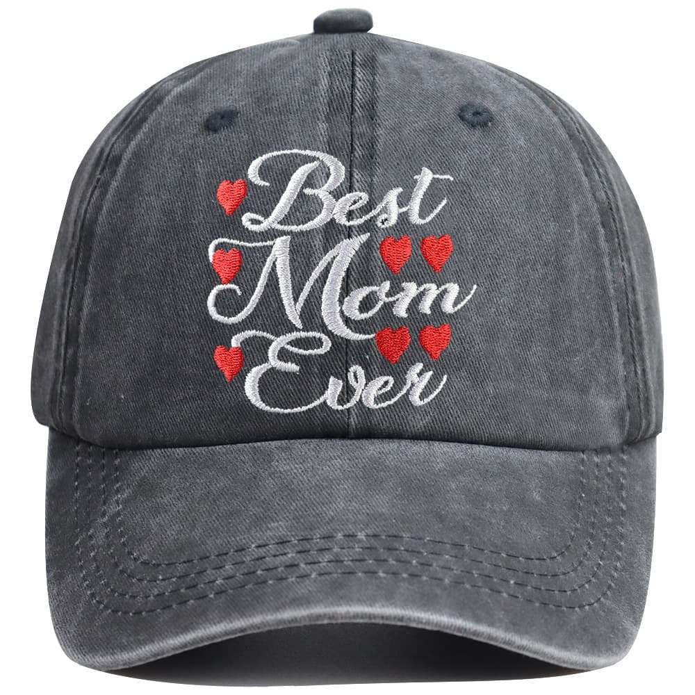 T1 55 MEI8 Best Mom Ever Hat For Women, Adjustable Embroidered Wash Cotton Mama Birthday Baseball Cap — Default