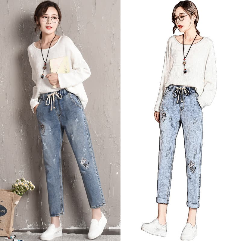 Women's Fashion Slim Fit Straight Jeans