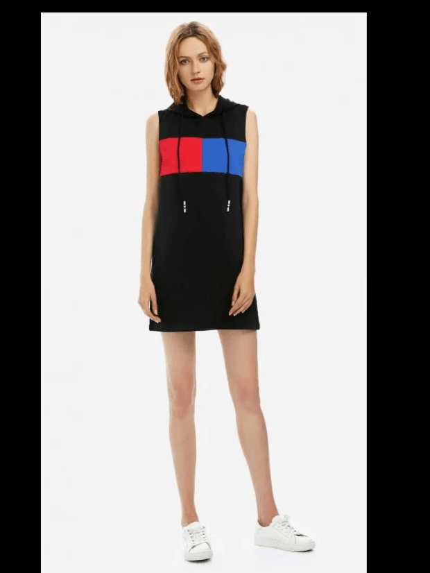 Sleeveless Hooded Dress Women