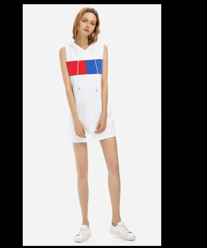 Sleeveless Hooded Dress Women — White-S