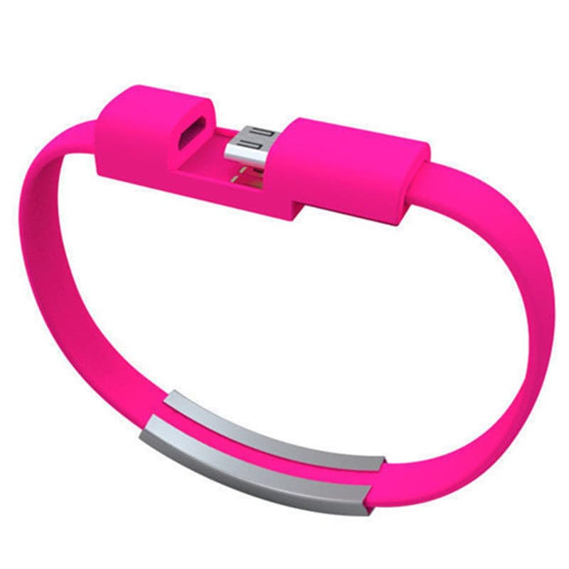 Bracelet data cable USB silicone charging short cable — Red-Android-10pcs