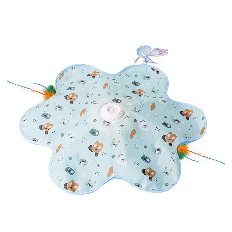 Interactive Cat Toys, Rechargeable With Auto Play And Bird Chirps 3-in-1 Hide And Seek Mat With Fluttering Butterfly, Moving Feather And Plush Tail. Perfect For Indoor Adult Cats And Kittens