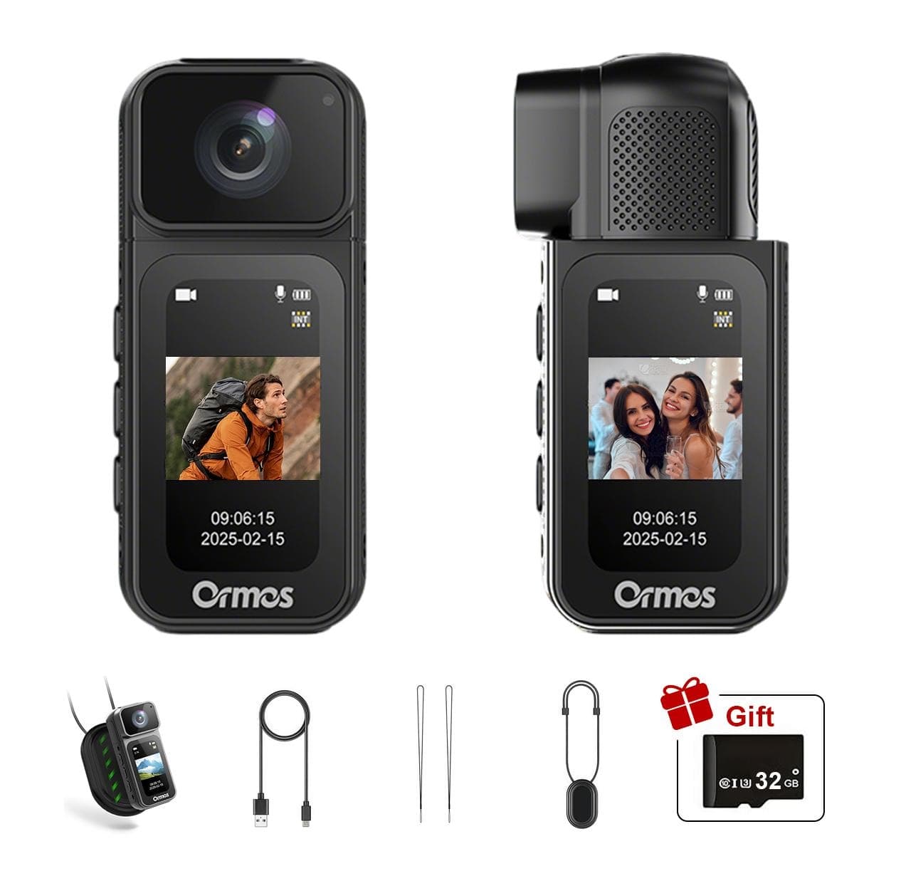 Mini 2.7K Action Camera with 180° Rotating Lens