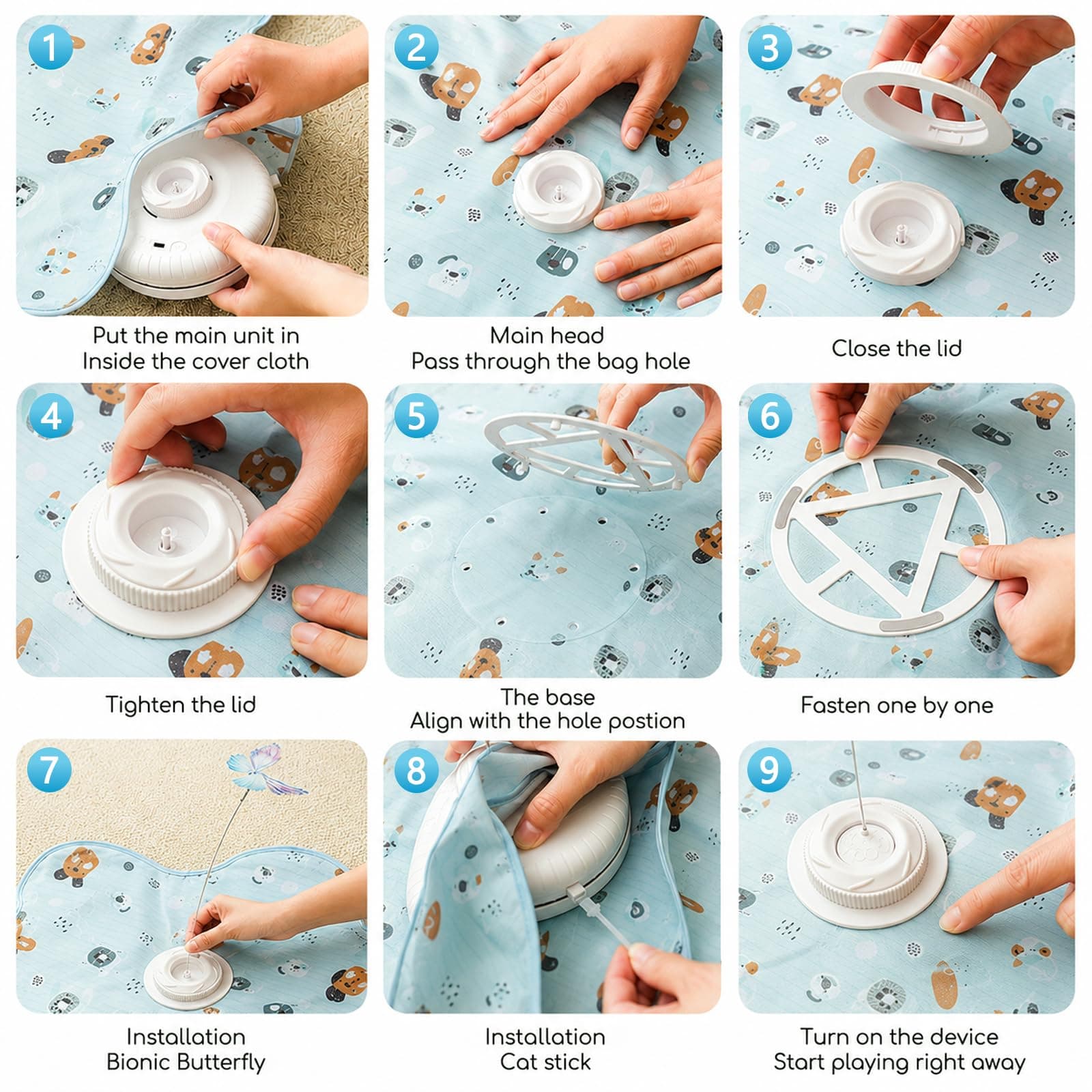 Interactive Cat Toys, Rechargeable With Auto Play And Bird Chirps 3-in-1 Hide And Seek Mat With Fluttering Butterfly, Moving Feather And Plush Tail. Perfect For Indoor Adult Cats And Kittens