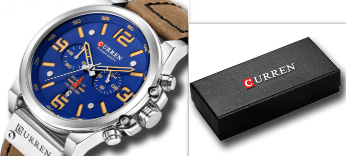 Multi-function chronograph watch — Brown silver bluebox