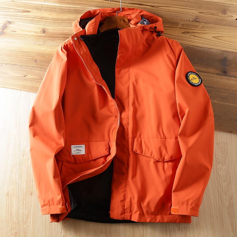 Windproof Outdoor Mountaineering Jacket Men Jacket — Orange-L