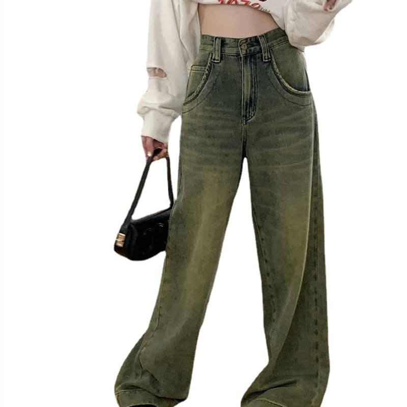 Women's Fashionable Retro Distressed Wide-leg Jeans