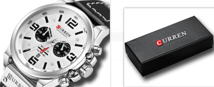 Multi-function chronograph watch — Black silver whitebox