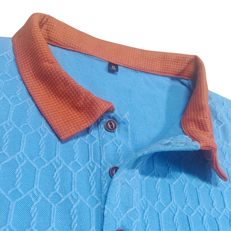 Men's Lapel Polo Shirt Short-Sleeve T-Shirt Slit Design Loose-Fit Moisture-Wicking