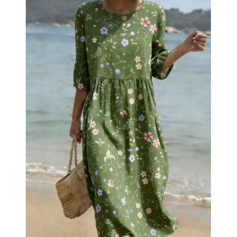 Versatile Long Dress With A Round Neckline For Women — ZCQQH44FGK32E-L