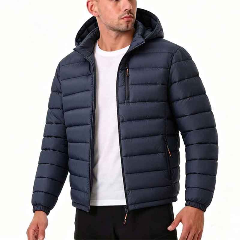 Mens Warm Solid-color Cotton Jacket — Gray-3XL