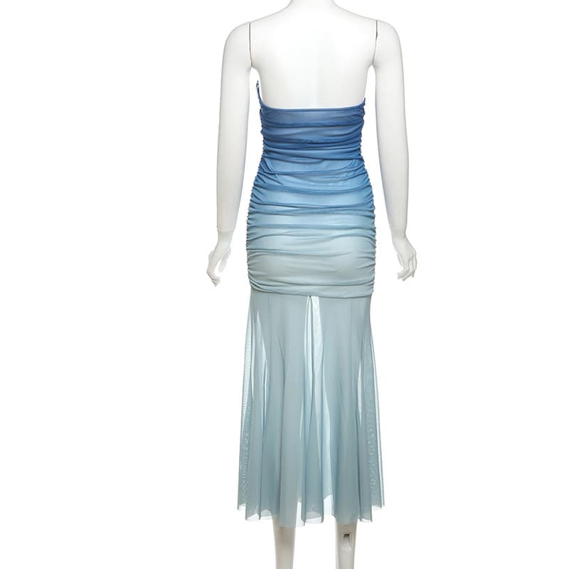 Strapless Dress For Women — Blue-L