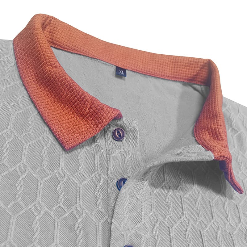 Men's Lapel Polo Shirt Short-Sleeve T-Shirt Slit Design Loose-Fit Moisture-Wicking