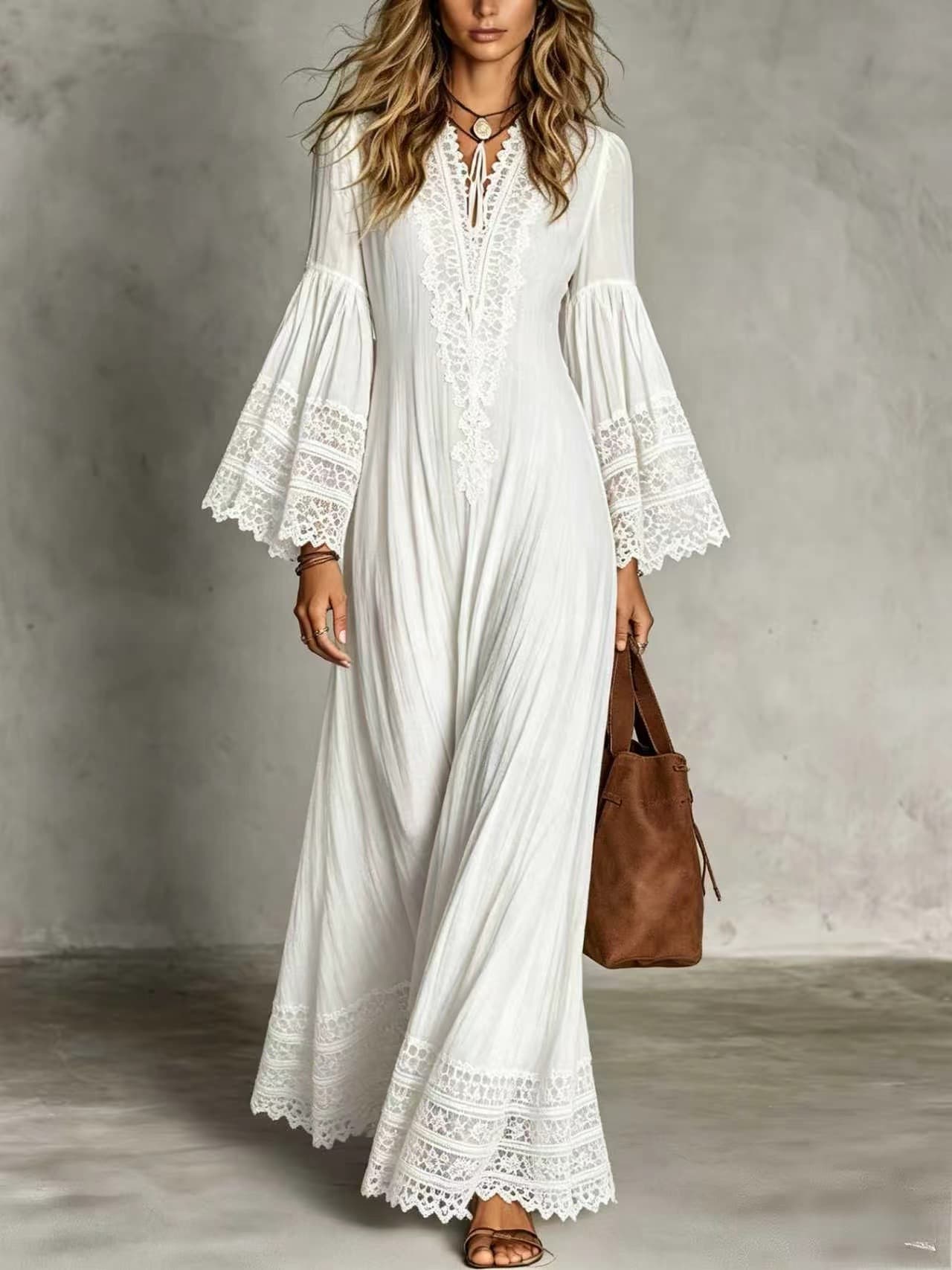 Bohemian Vintage Lace Patchwork Dress For Women