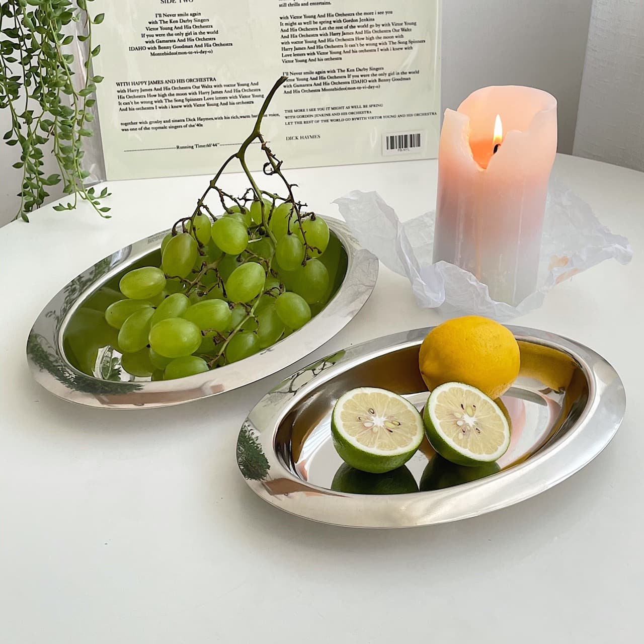 Oval Metal Tray Stainless Steel Serving Tray Glossy Breakfast Bread Plate