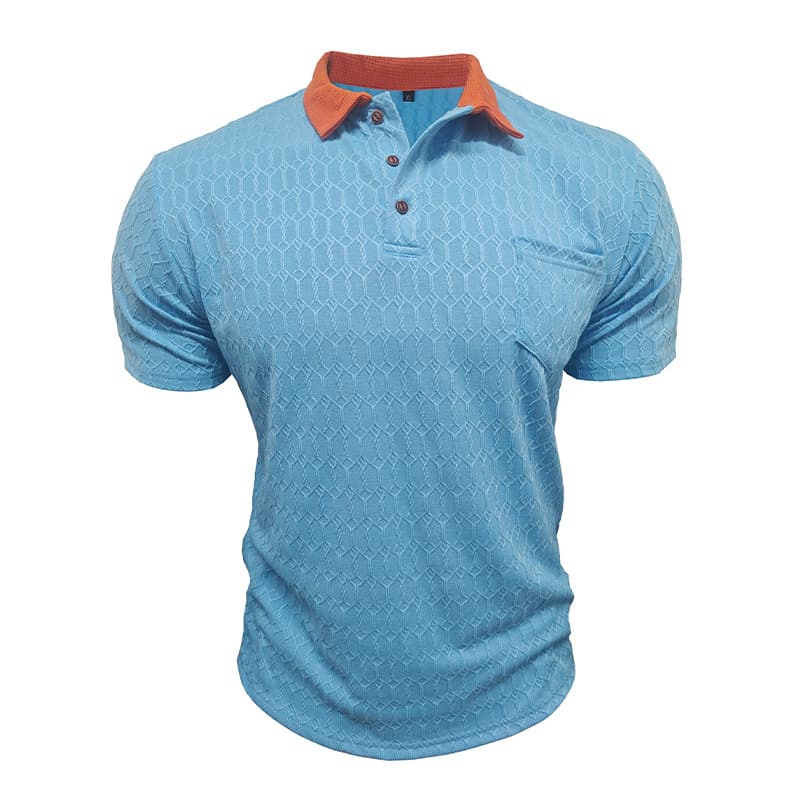 Men's Lapel Polo Shirt Short-Sleeve T-Shirt Slit Design Loose-Fit Moisture-Wicking