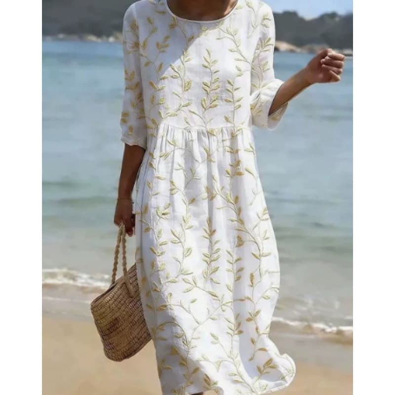 Versatile Long Dress With A Round Neckline For Women — ZCQQH44FGK54B-L