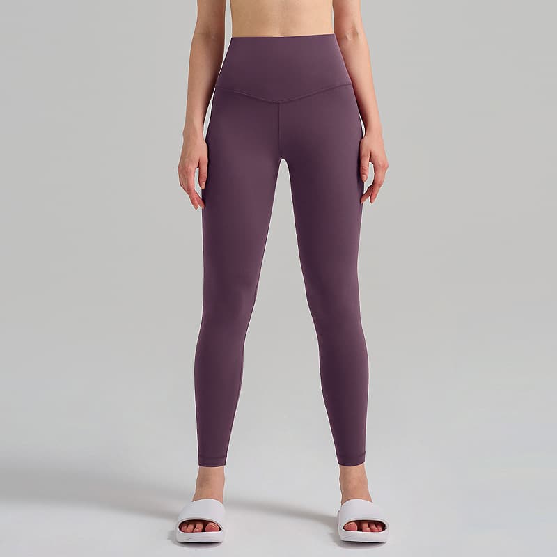 Womens High-Waist Butt-Lifting Fleece-Lined Nude-Feel Sports Tight Yoga Pants — Grape Thistle Purple-S