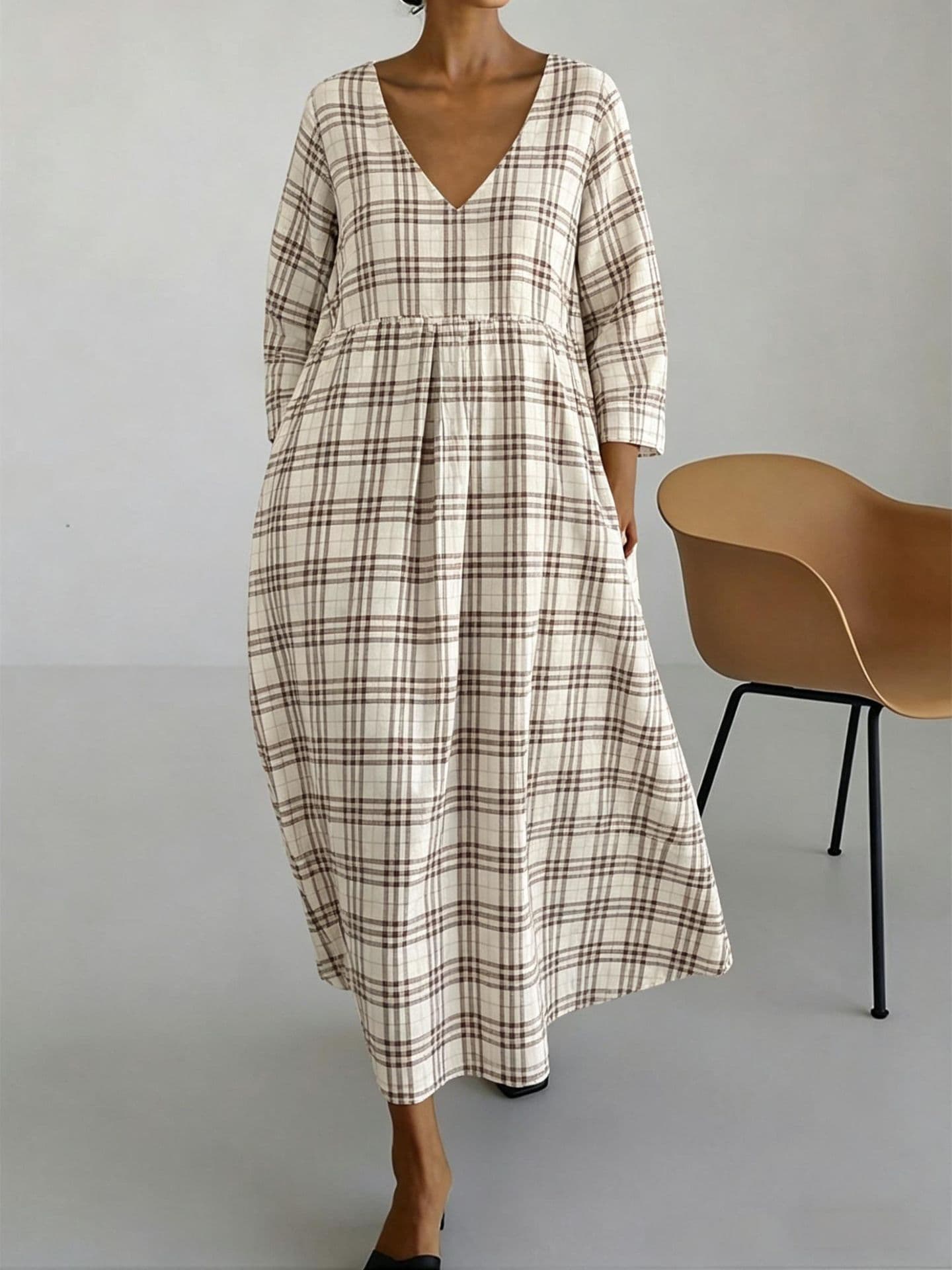 New V-neck Printed Dress — CVLYQ264280000451 color-M