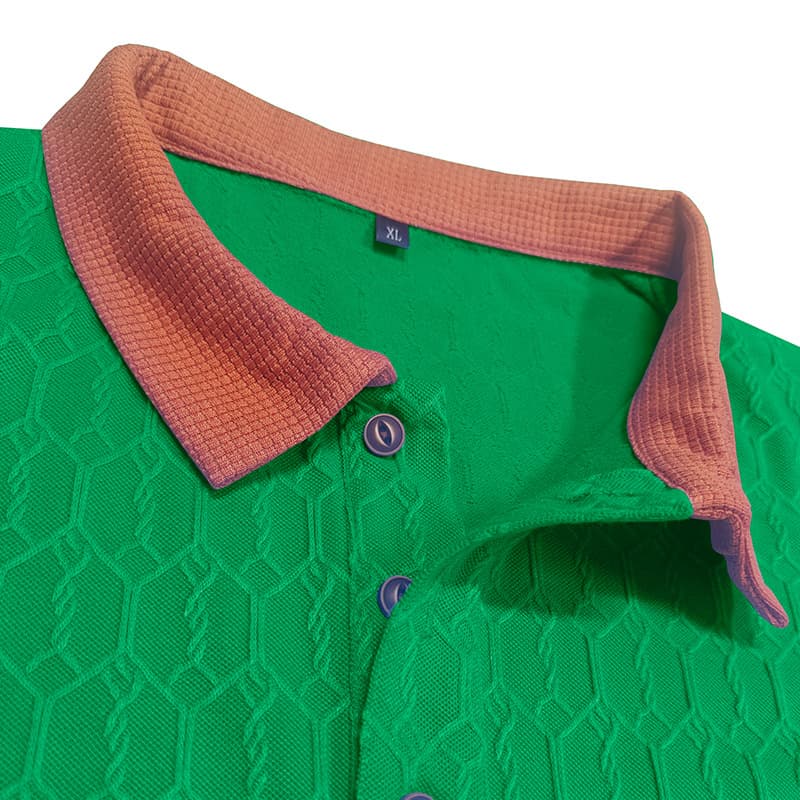 Men's Lapel Polo Shirt Short-Sleeve T-Shirt Slit Design Loose-Fit Moisture-Wicking