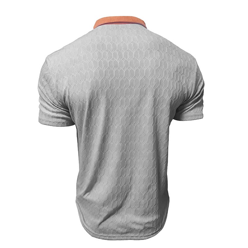 Men's Lapel Polo Shirt Short-Sleeve T-Shirt Slit Design Loose-Fit Moisture-Wicking