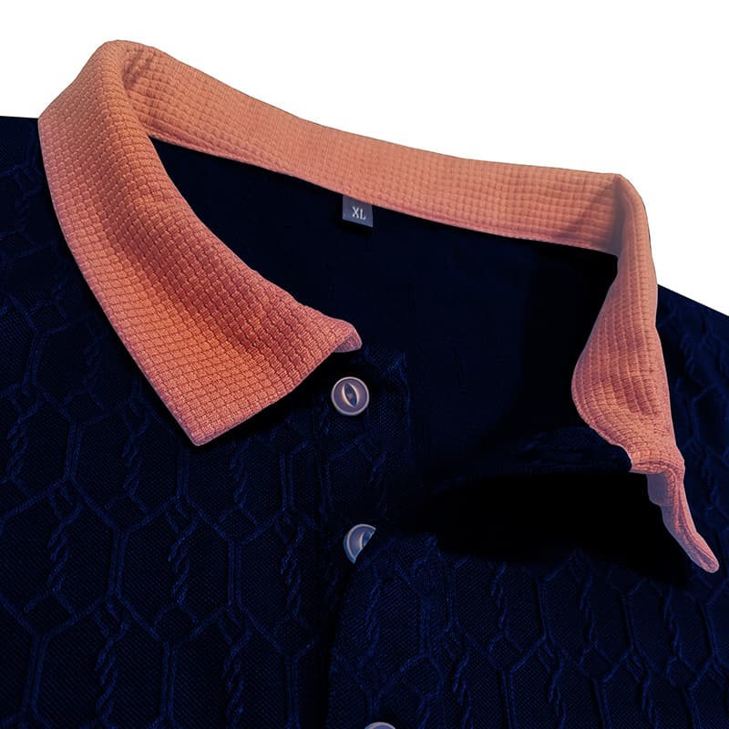 Men's Lapel Polo Shirt Short-Sleeve T-Shirt Slit Design Loose-Fit Moisture-Wicking