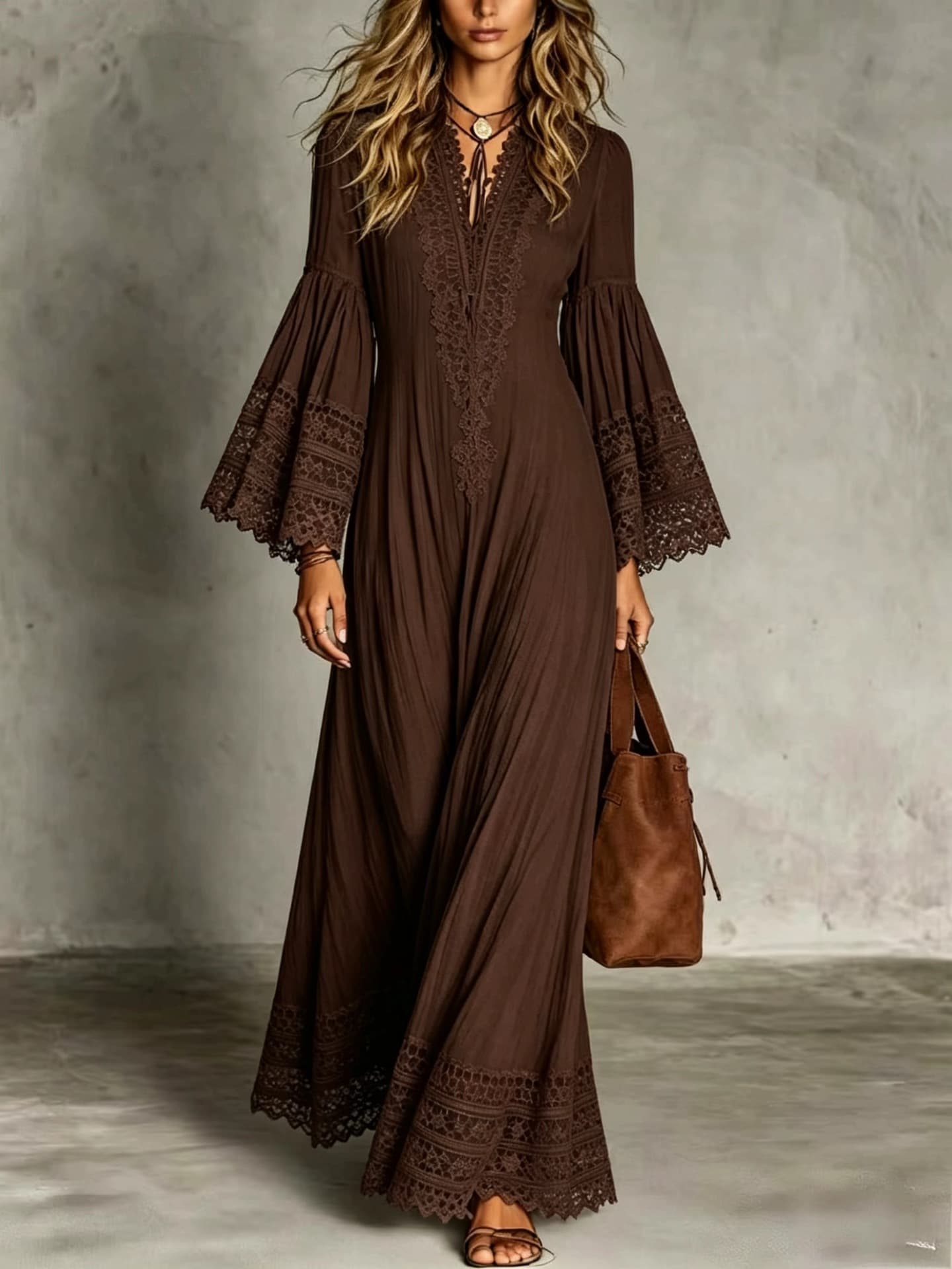Bohemian Vintage Lace Patchwork Dress For Women