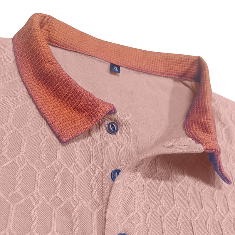 Men's Lapel Polo Shirt Short-Sleeve T-Shirt Slit Design Loose-Fit Moisture-Wicking
