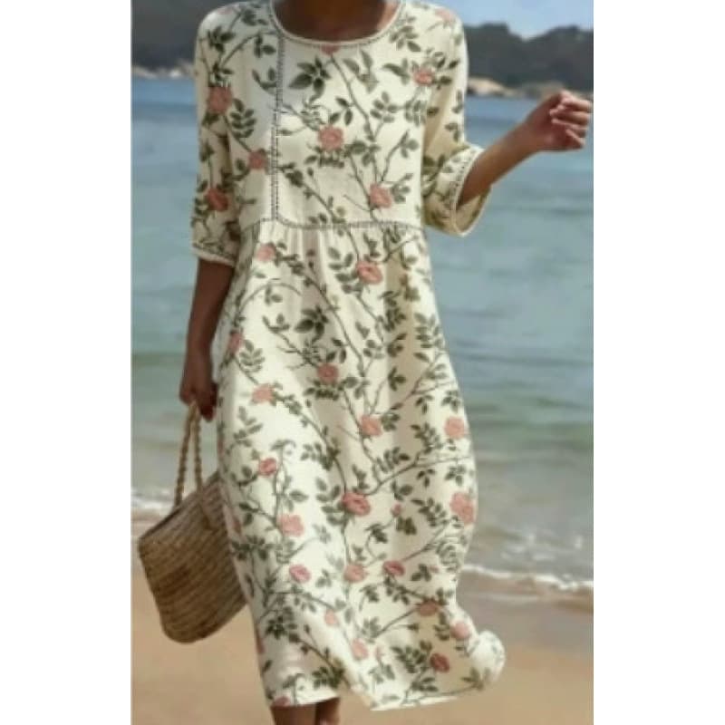 Versatile Long Dress With A Round Neckline For Women — ZCQQH44FGK83A-L