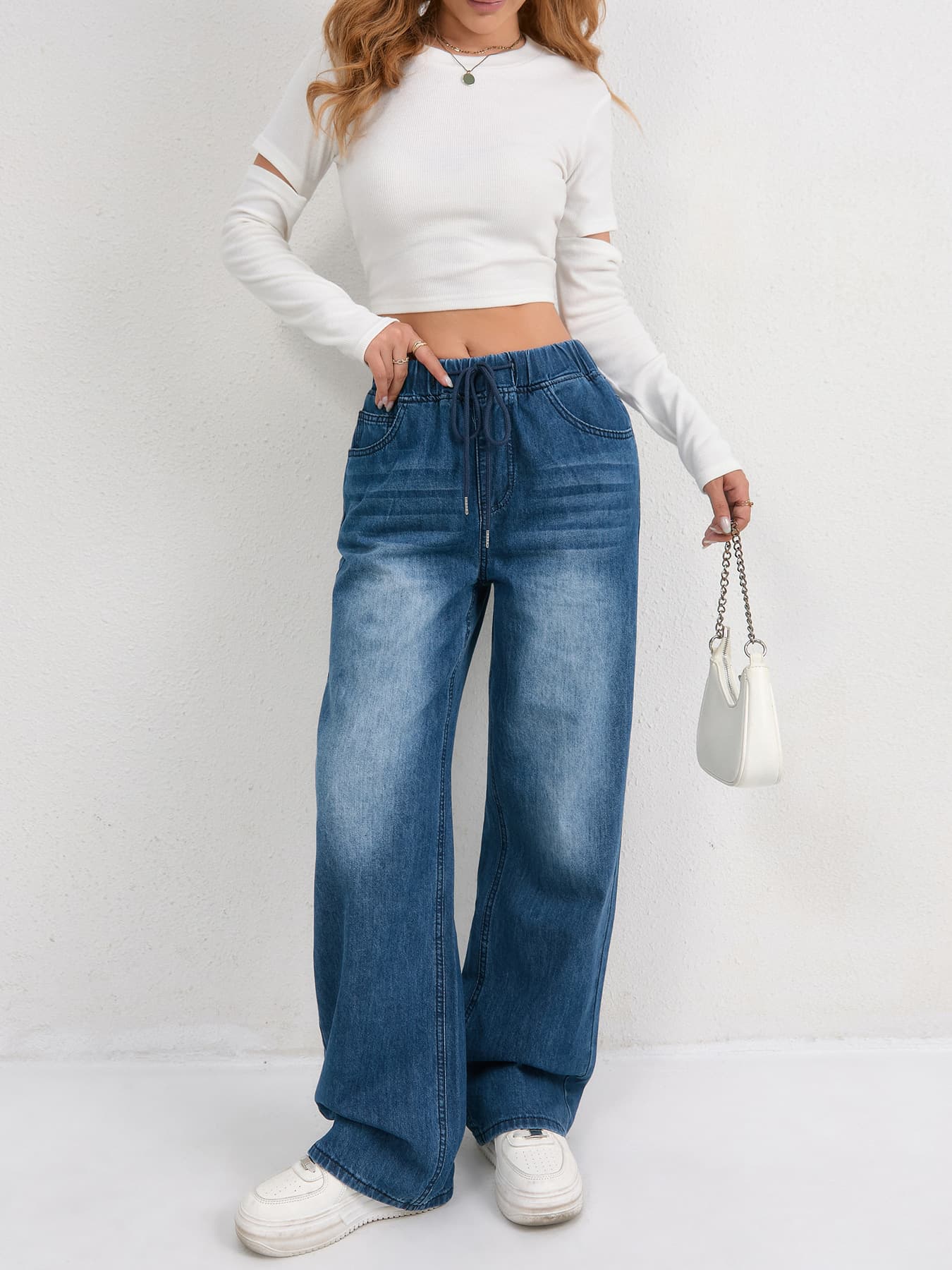 Fashionable Straight-Leg Denim Jeans For Women