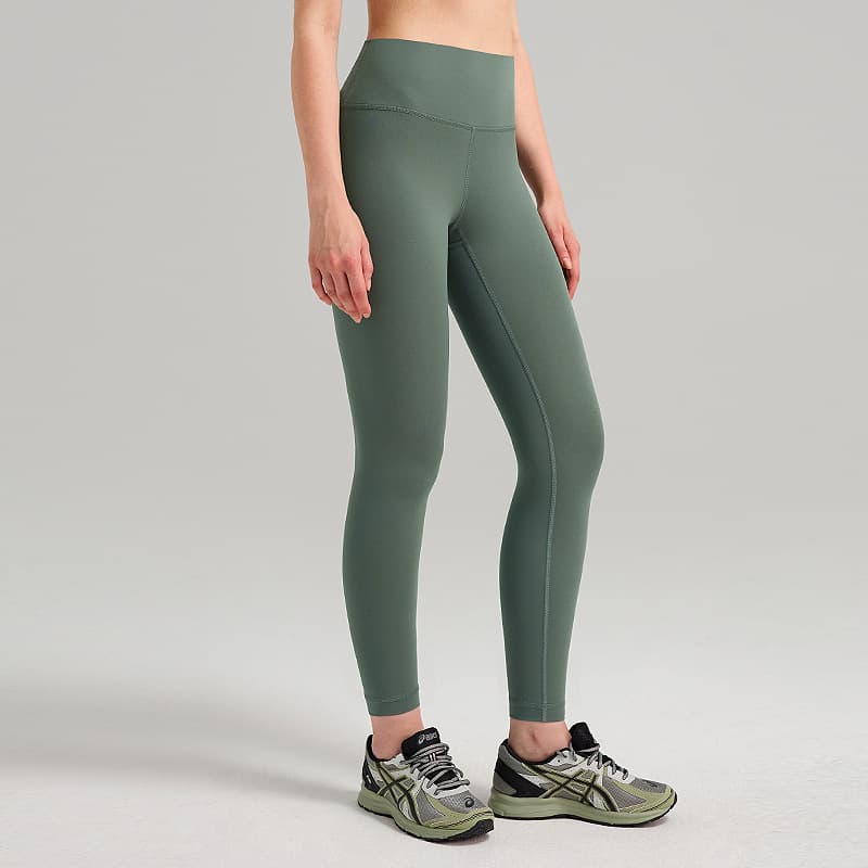 Womens High-Waist Butt-Lifting Fleece-Lined Nude-Feel Sports Tight Yoga Pants — Grey Eucalyptus-S