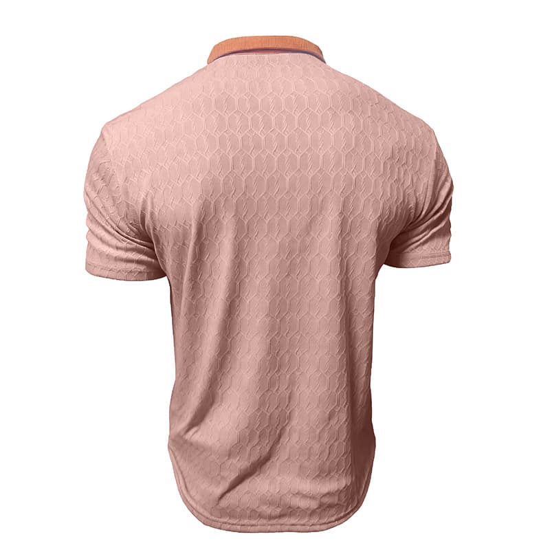 Men's Lapel Polo Shirt Short-Sleeve T-Shirt Slit Design Loose-Fit Moisture-Wicking