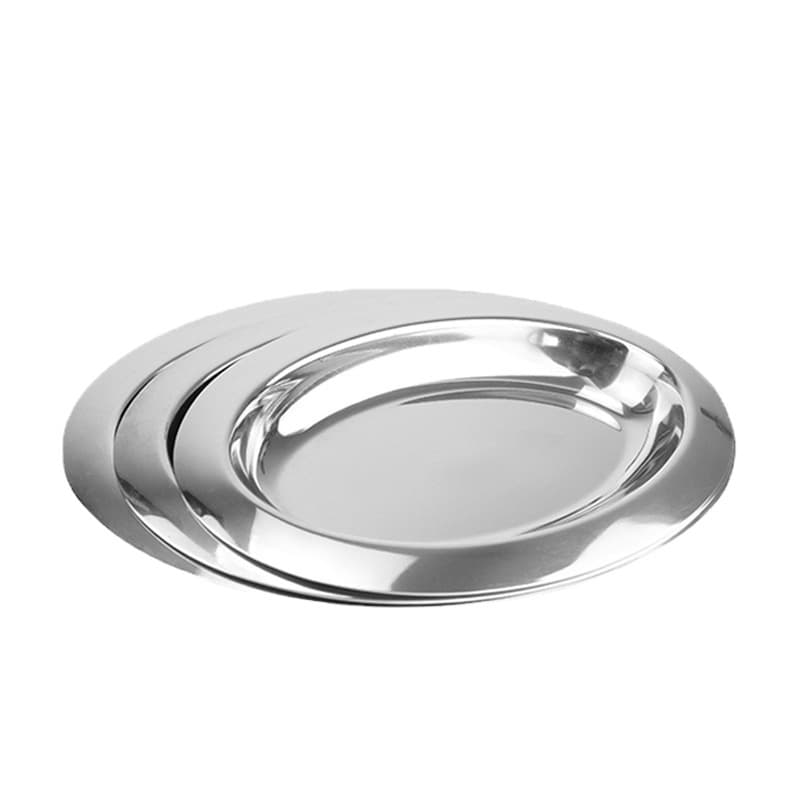 Oval Metal Tray Stainless Steel Serving Tray Glossy Breakfast Bread Plate