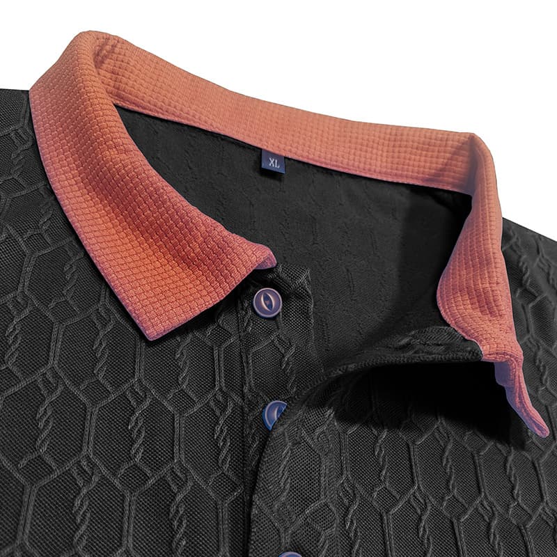 Men's Lapel Polo Shirt Short-Sleeve T-Shirt Slit Design Loose-Fit Moisture-Wicking