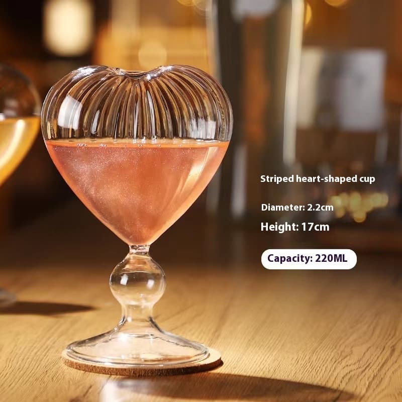 Heart-Shaped Glass Goblet for Cocktails and Drinks