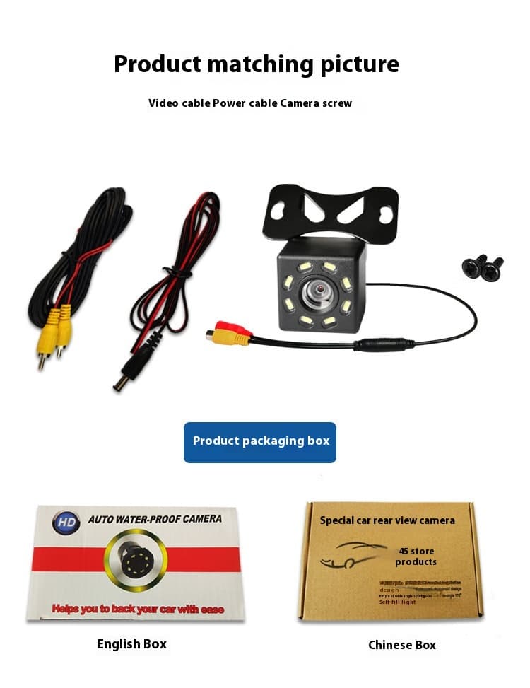 Car Reversing Image Camera HD Night Vision Rear View Car Camera — Straw Hat Bare Metal