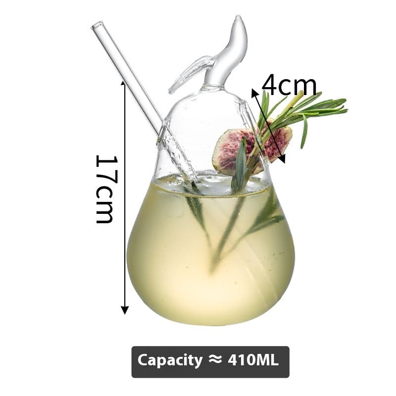 Fruit Shape Creative Glass Mixing Glasses — Pear 410ml-1PCS