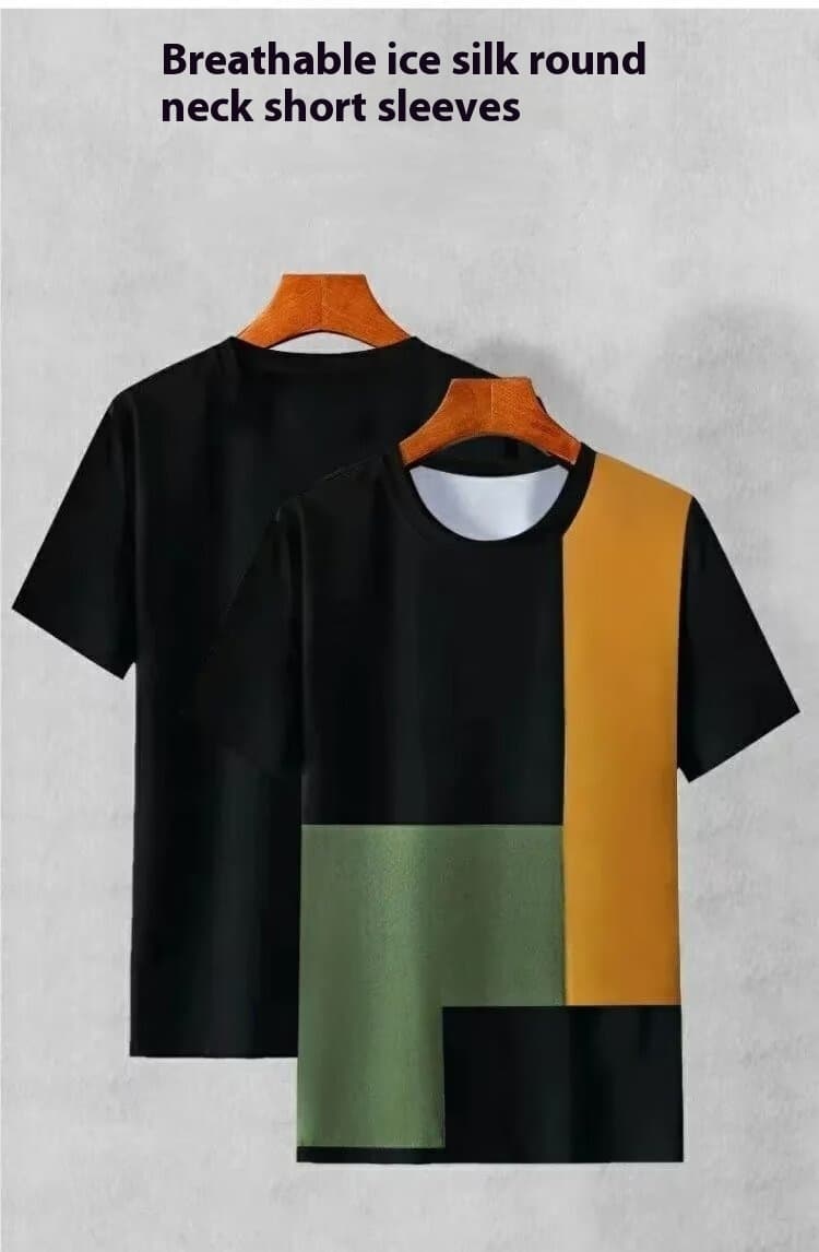 Summer Ice Silk Short Sleeve T-shirt Men