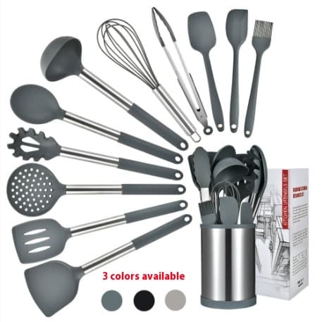 Silicone Kitchenware 12 Piece Set Silicone Non Stick Pot Cooking Spatula