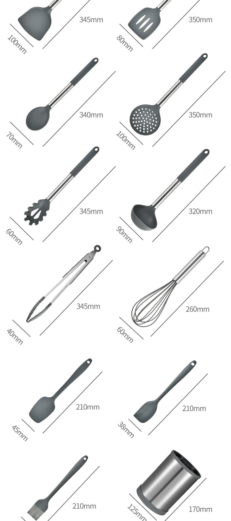 Silicone Kitchenware 12 Piece Set Silicone Non Stick Pot Cooking Spatula