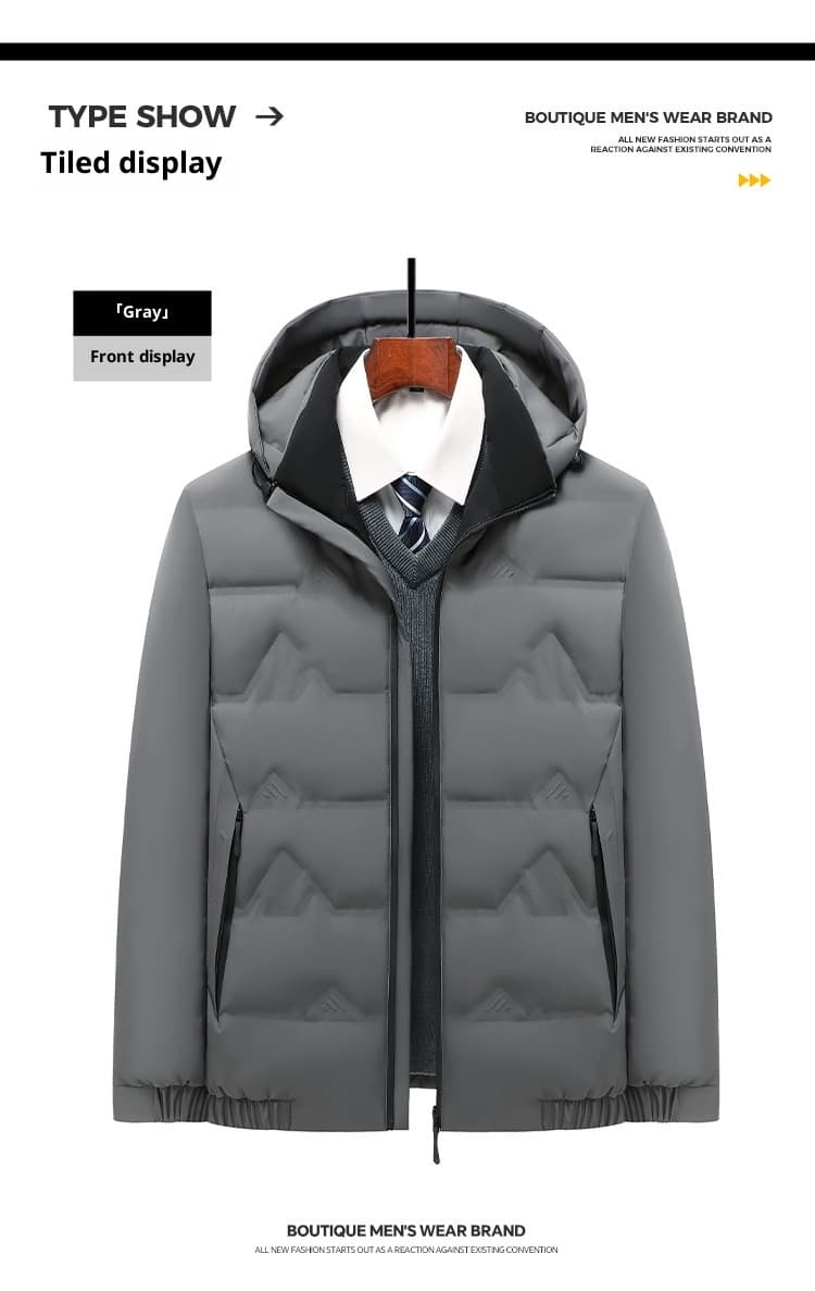 Winter Men's Thick Stand-up Collar Cotton Jacket For Business Casual