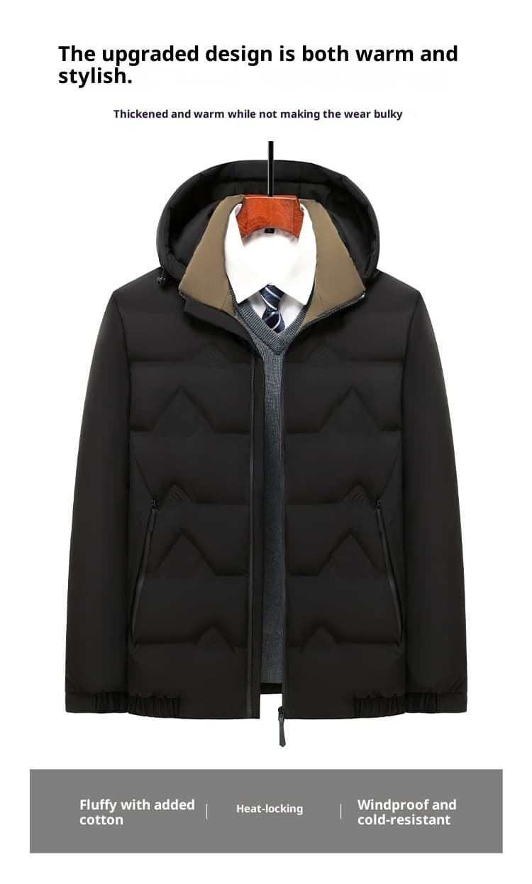 Winter Men's Thick Stand-up Collar Cotton Jacket For Business Casual