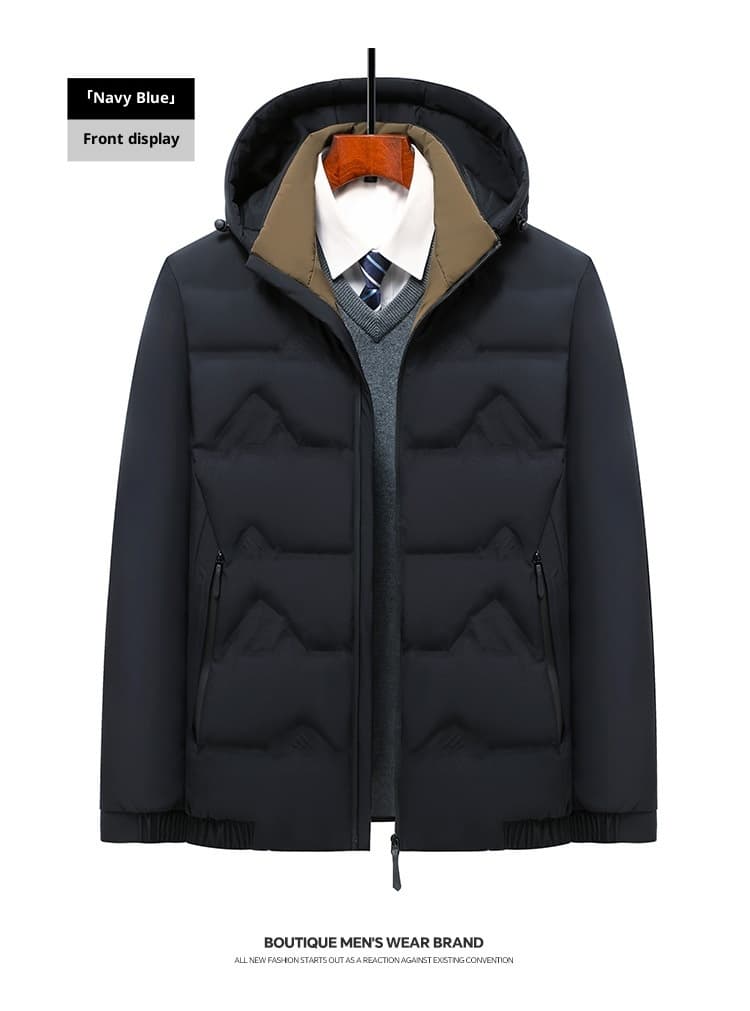 Winter Men's Thick Stand-up Collar Cotton Jacket For Business Casual