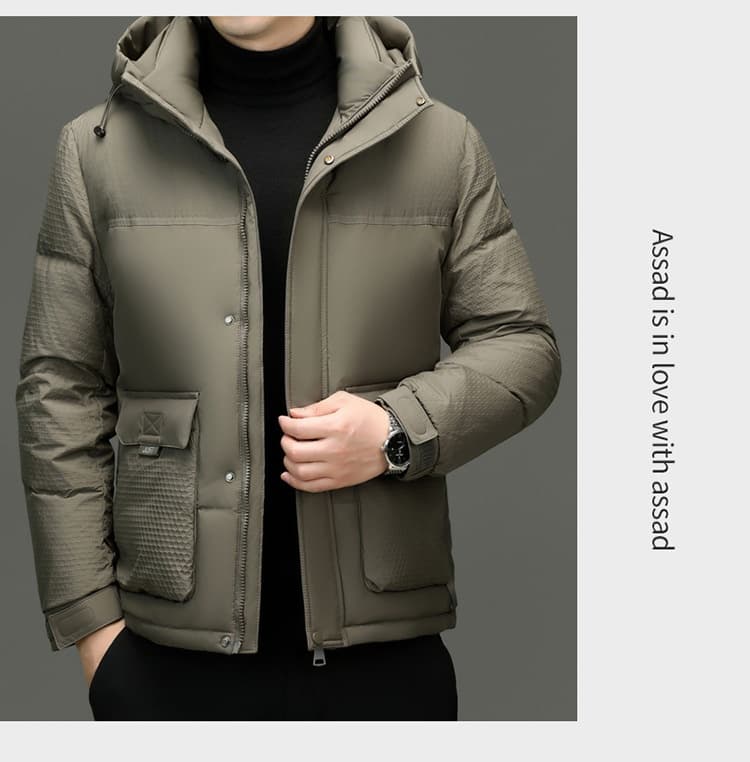 Winter White Duck Down Short Casual Hooded Jacket