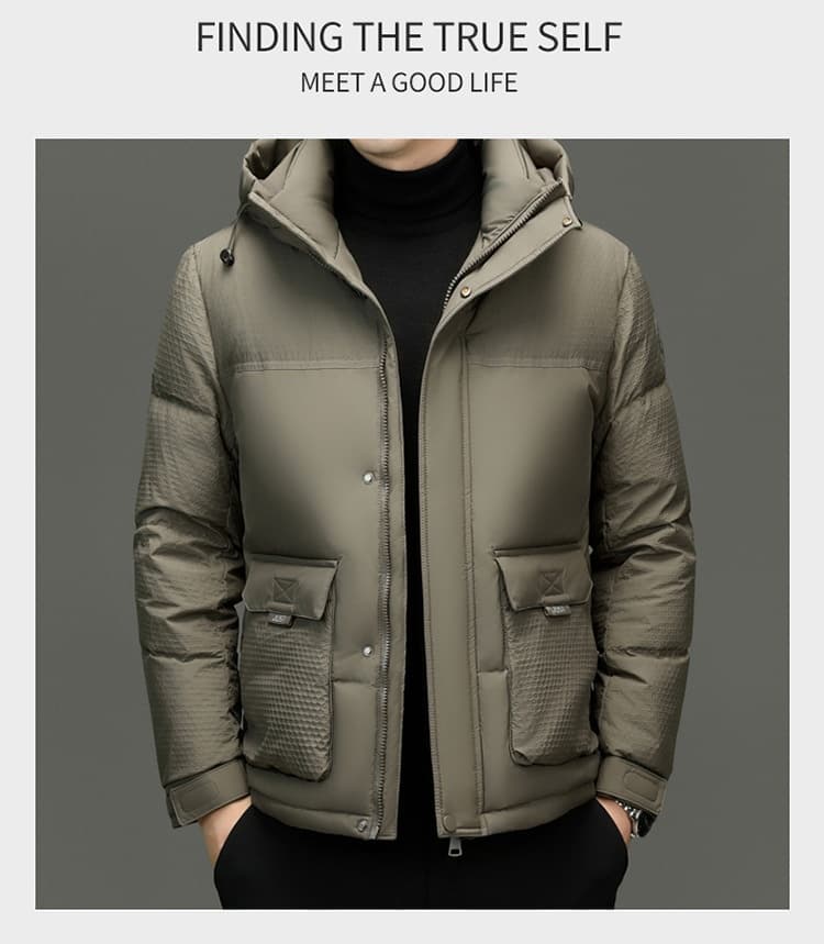 Winter White Duck Down Short Casual Hooded Jacket